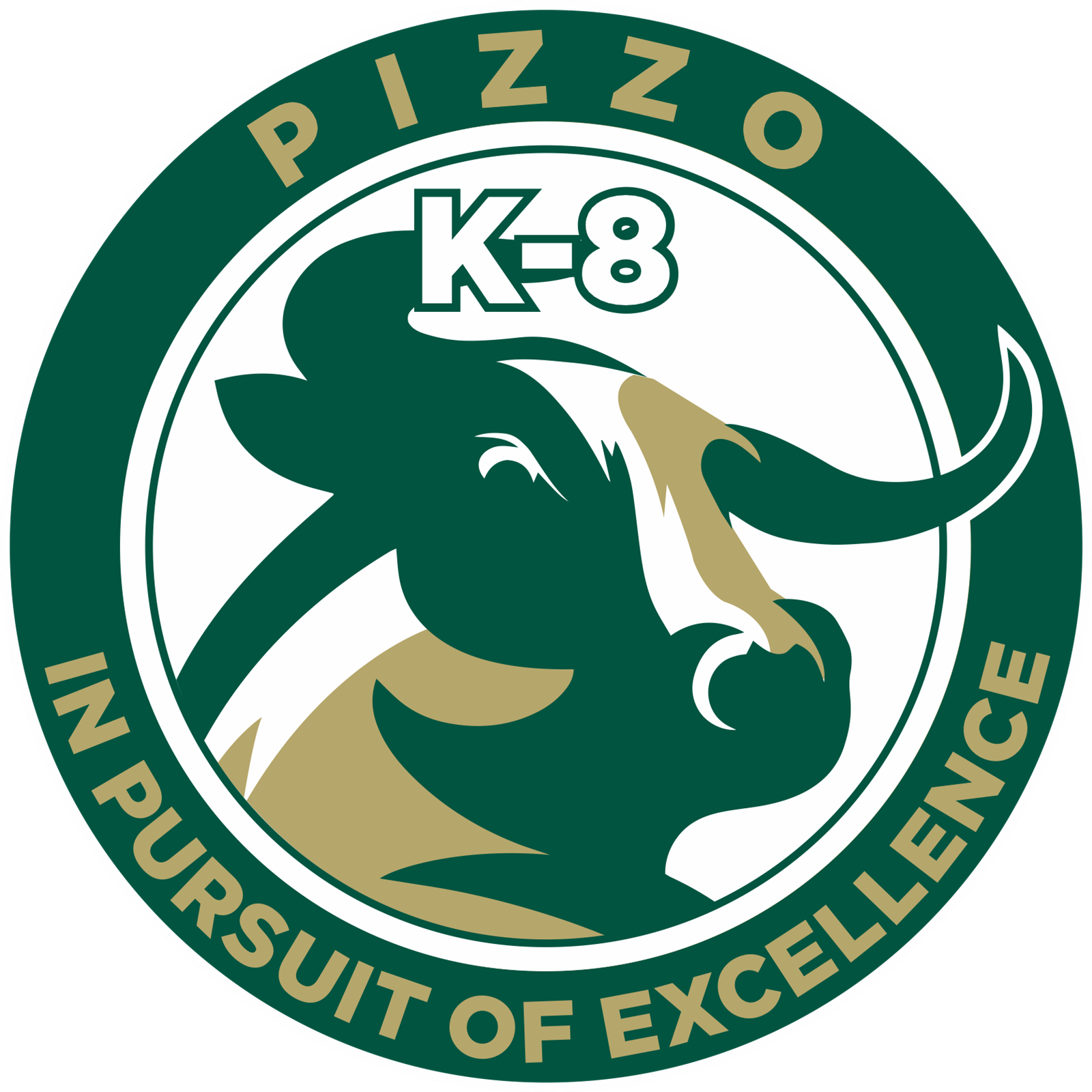  green circle with our Pizzo Bull image in the middle 